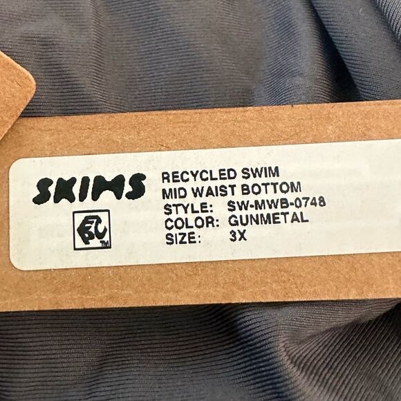 SKIMS NWT Recycled Swim Mid Waist Bottom Bikini Swim Bottom In Gunmetal Gray - Picture 3 of 5